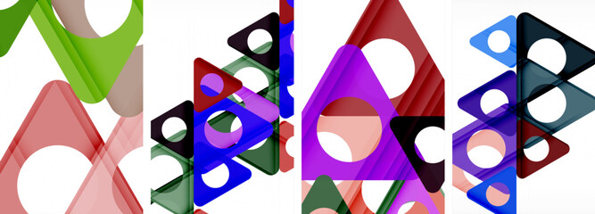 Abstract background set featuring captivating triangles. Harmonious blend of geometry and style, these designs bring modern flair