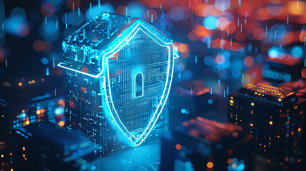 A conceptual image of a digital shield enveloping a home, representing cybersecurity measures for smart homes. - Powered by Adobe