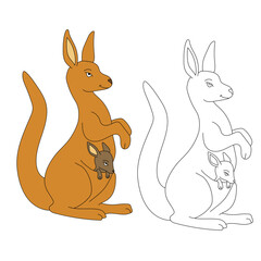 Kangaroo Clipart Set. Cartoon Wild Animals Clipart Set for Lovers of Wildlife.