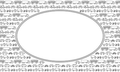 oval frames of Vehicle or Transportation in hand drawn style