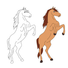 Horse Clipart Set. Cartoon Wild Animals Clipart Set for Lovers of Wildlife. 