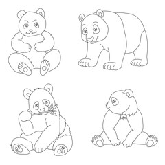 Obraz na płótnie Canvas Panda Clipart Set. Cartoon Wild Animals Clipart Set for Lovers of Wildlife. 