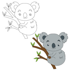 Koala Clipart Set. Cartoon Wild Animals Clipart Set for Lovers of Wildlife. 
