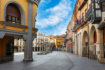 Plaza Mayor in the town of Aranda de Duero in Burgos, Castile Leon, Spain. - obrazy, fototapety, plakaty