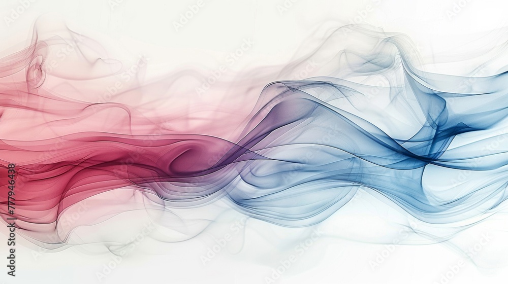 Poster a dynamic mix of red and blue smoke creates swirling patterns in the air, blending together in an ab