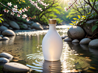 Japanese saki photography in sakura background