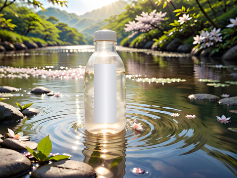 Beverage and bottle photography in sakura background