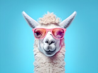 Cute Funny Lama in Sunglasses Illustration