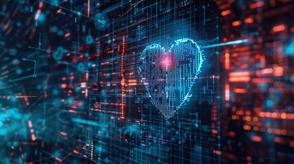 Obraz premium Abstract heart shape coding background.