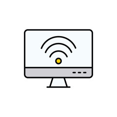 Monitor icon design with white background stock illustration