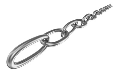 Strained chain from silver metal. Security and power concepts. Isolated on transparent png