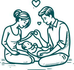 happy family character vector