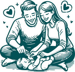 happy family character vector