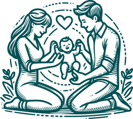 happy family character vector