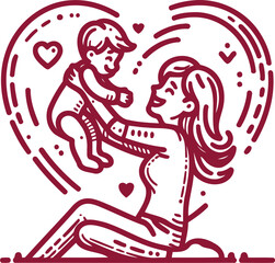 mother and baby vector