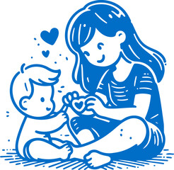 mother and baby vector