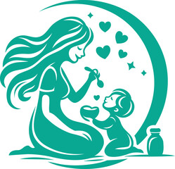mother and baby vector