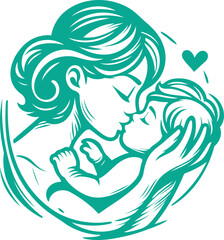 mother and baby vector