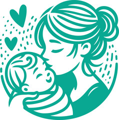 mother and baby vector