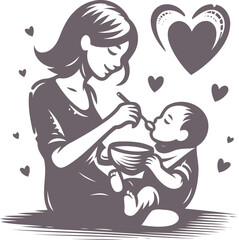 mother and baby vector