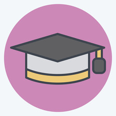 Icon Graduation Hat. related to Learning symbol. color mate style. simple design illustration