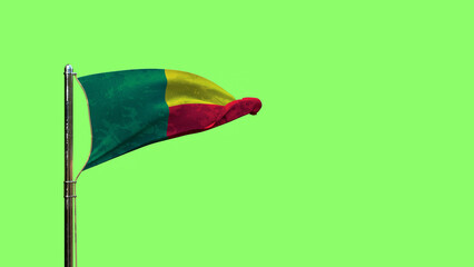 waving flag of Benin for day of the flag on green screen, isolated - object 3D illustration