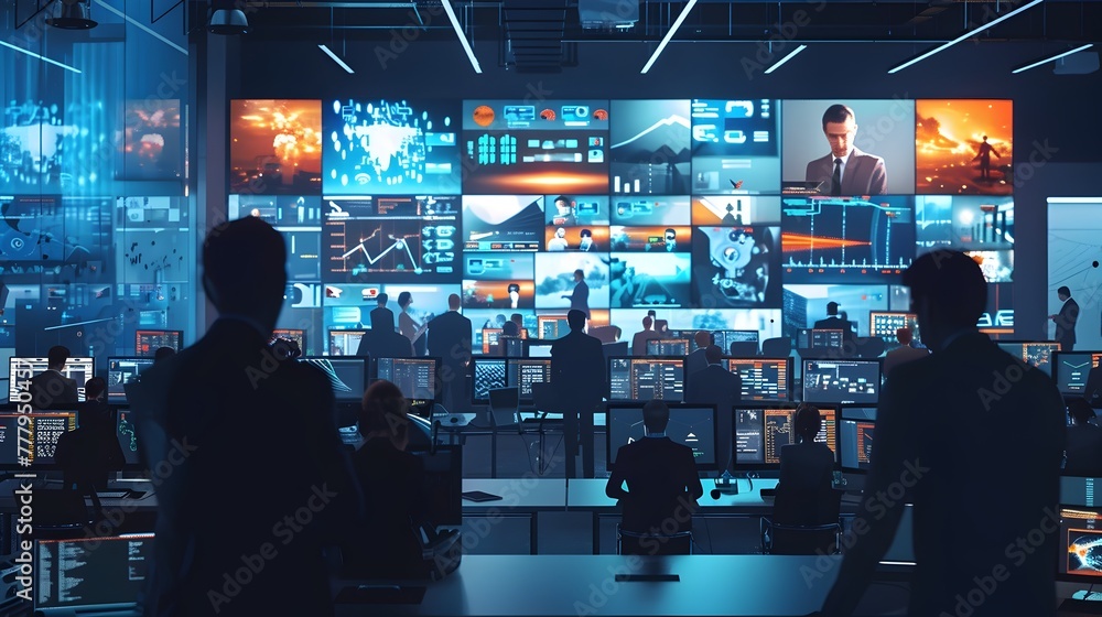 Poster coordinated crisis communication visualized in a digital command center