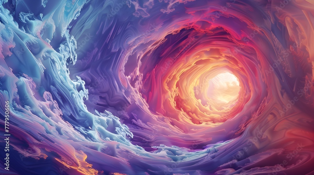 Poster mesmerizing vortex of vibrant colors creating a captivating 3d abstract landscape