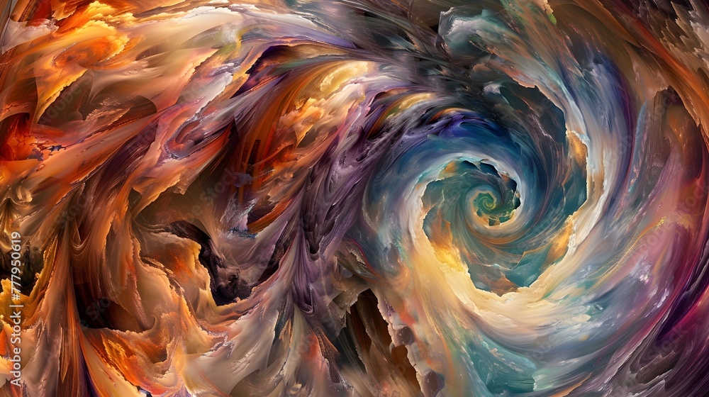 Poster mesmerizing vortex of vibrant colors creating a captivating 3d abstract landscape journey