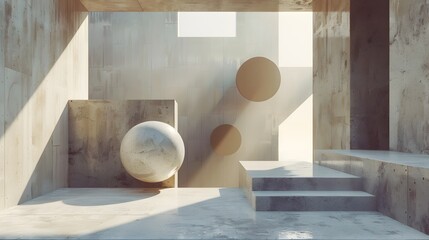 Geometric Shapes Floating in Ethereal 3D Space with Reflections and Shadows Casting Illusions of Movement and Complexity
