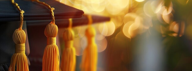 Fototapeta premium Graduation hats, mortarboards, ceremonies