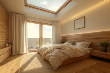 Modern bedroom with sky light 