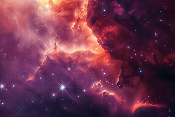 Cosmic Nebula Nursery, Where New Stars are Born From Clouds of Gas and Dust, Generative AI