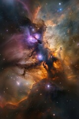 Cosmic Nebula Nursery, Where New Stars are Born From Clouds of Gas and Dust, Generative AI
