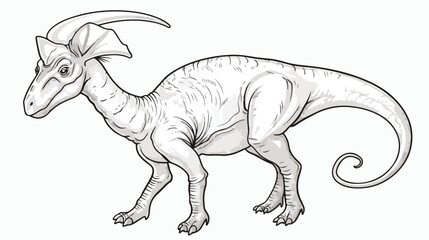 Colorless funny cartoon parasaurolophus. illustration
