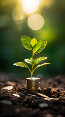 Money plant growing - investment concept - obrazy, fototapety, plakaty