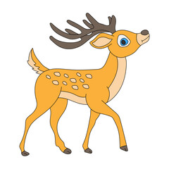 Colorful Deer Clipart. Cartoon Wild Animals Clipart Set for Lovers of Wildlife. 