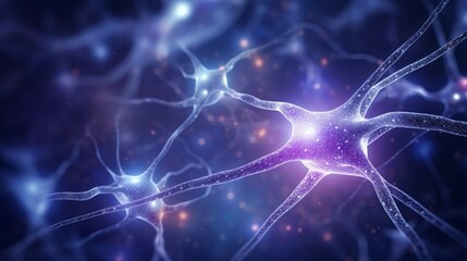 Naklejka na ściany i meble Nerve cells connect communicate Alzheimer disrupts synapses 