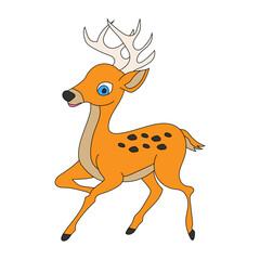 Colorful Deer Clipart. Cartoon Wild Animals Clipart Set for Lovers of Wildlife. 