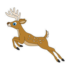 Colorful Deer Clipart. Cartoon Wild Animals Clipart Set for Lovers of Wildlife. 