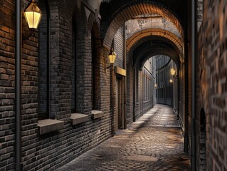 Obraz premium 3D render style of a Victorian London alleyway 