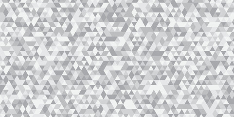 Abstract geometric white and gray background seamless mosaic and low polygon triangle texture wallpaper. Triangle shape retro wall grid pattern geometric ornament tile vector square element.