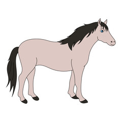 Obraz na płótnie Canvas Colorful Horse Clipart. Cartoon Wild Animals Clipart Set for Lovers of Wildlife. 
