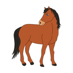 Colorful Horse Clipart. Cartoon Wild Animals Clipart Set for Lovers of Wildlife. 