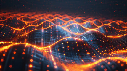 Smart city and abstract dot point connect with gradient line and aesthetic Intricate wave line design , big data connection technology concept.