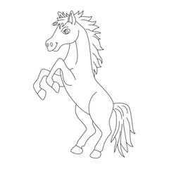Outline Horse Clipart. Cartoon Wild Animals Clipart Set for Lovers of Wildlife. 
