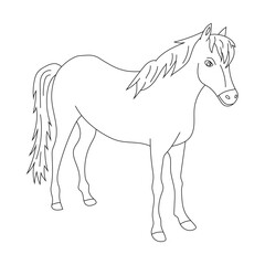 Obraz na płótnie Canvas Outline Horse Clipart. Cartoon Wild Animals Clipart Set for Lovers of Wildlife. 