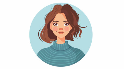 Girl circular avatar illustration with white skin