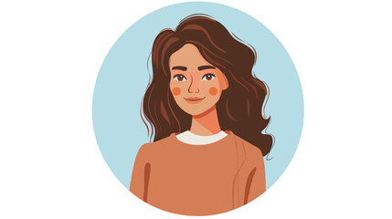 Girl circular avatar illustration with white skin