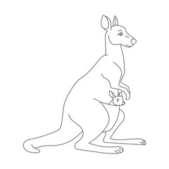 Outline Kangaroo Clipart. Cartoon Wild Animals Clipart Set for Lovers of Wildlife. 